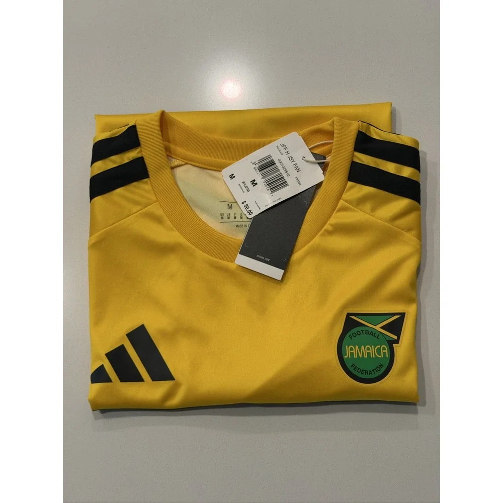 adidas Jamaica JFF Bob Marley Soccer Jersey KB3386 Mens M Yellow Slim Fit NEW
